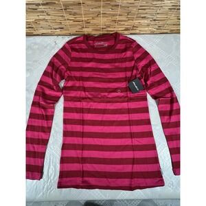 Eddie Bauer Womens Stripe Long Sleeve Size M Tall  Dahlia